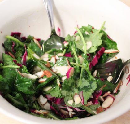 Baby Kale Salad with Dates, Almonds and Fig Vinaigrette